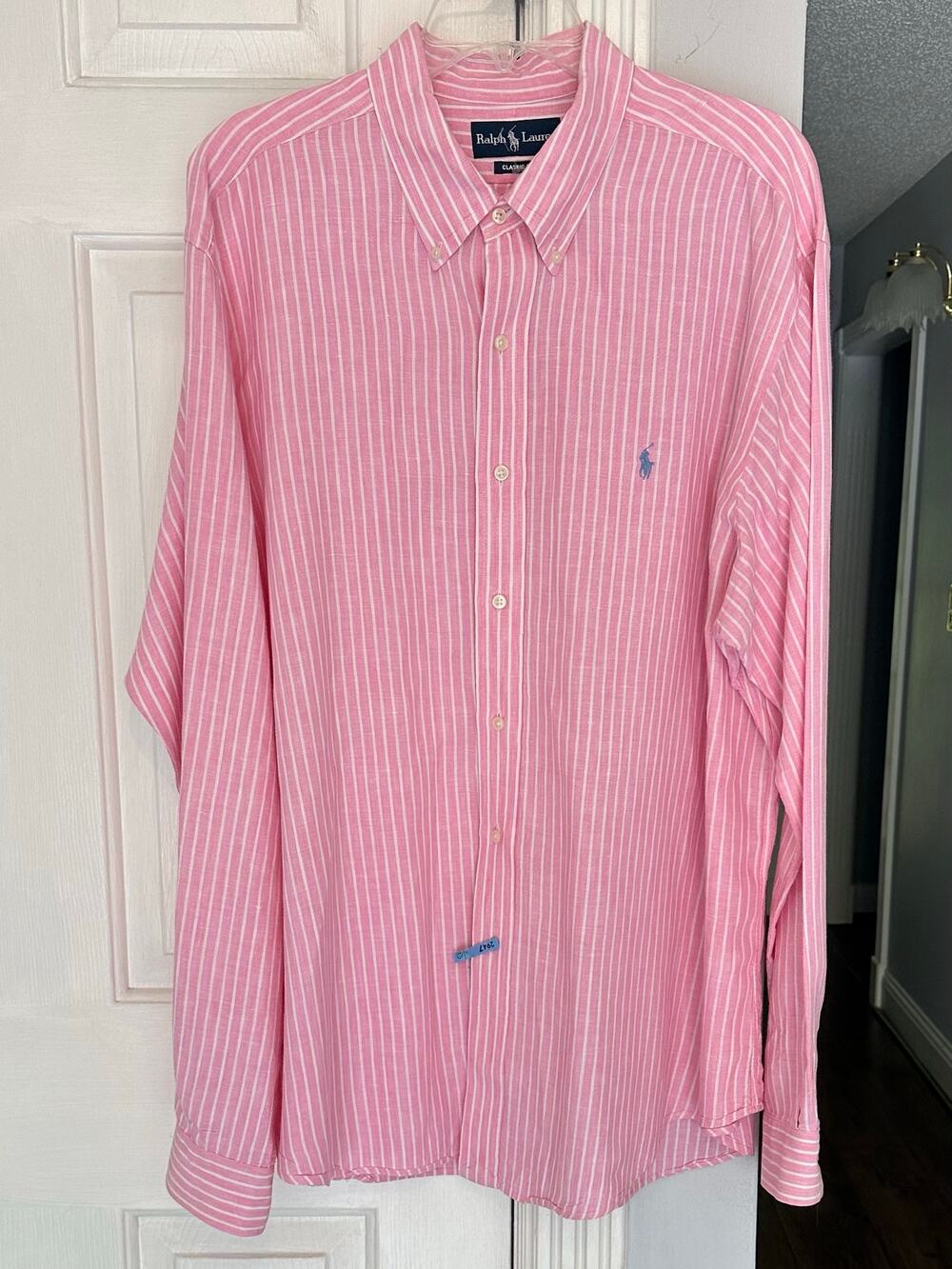 Vintage Ralph Lauren Button Down Long Sleeve 100% Linen Shirt Sz XXL Classic Fit